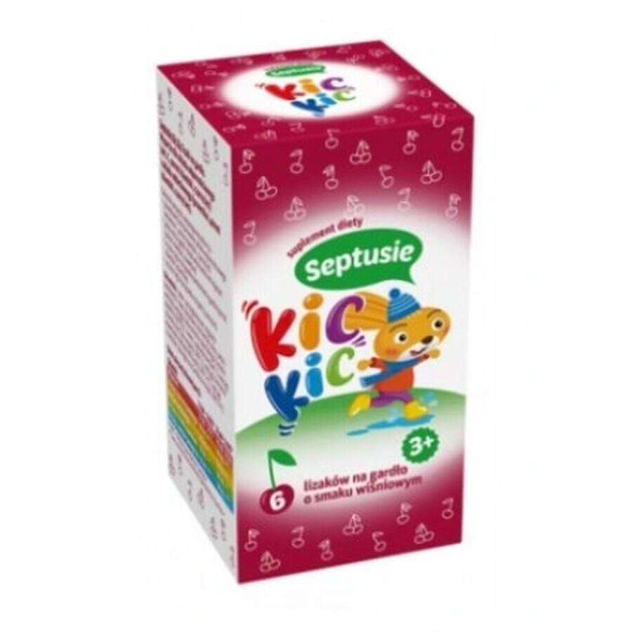 Septusie Kic Kic piruletas para la garganta con sabor a cereza, 6 unidades