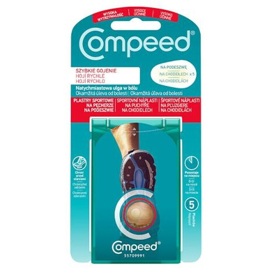 Compeed Sports tiritas para ampollas en la planta del pie, 5 unidades