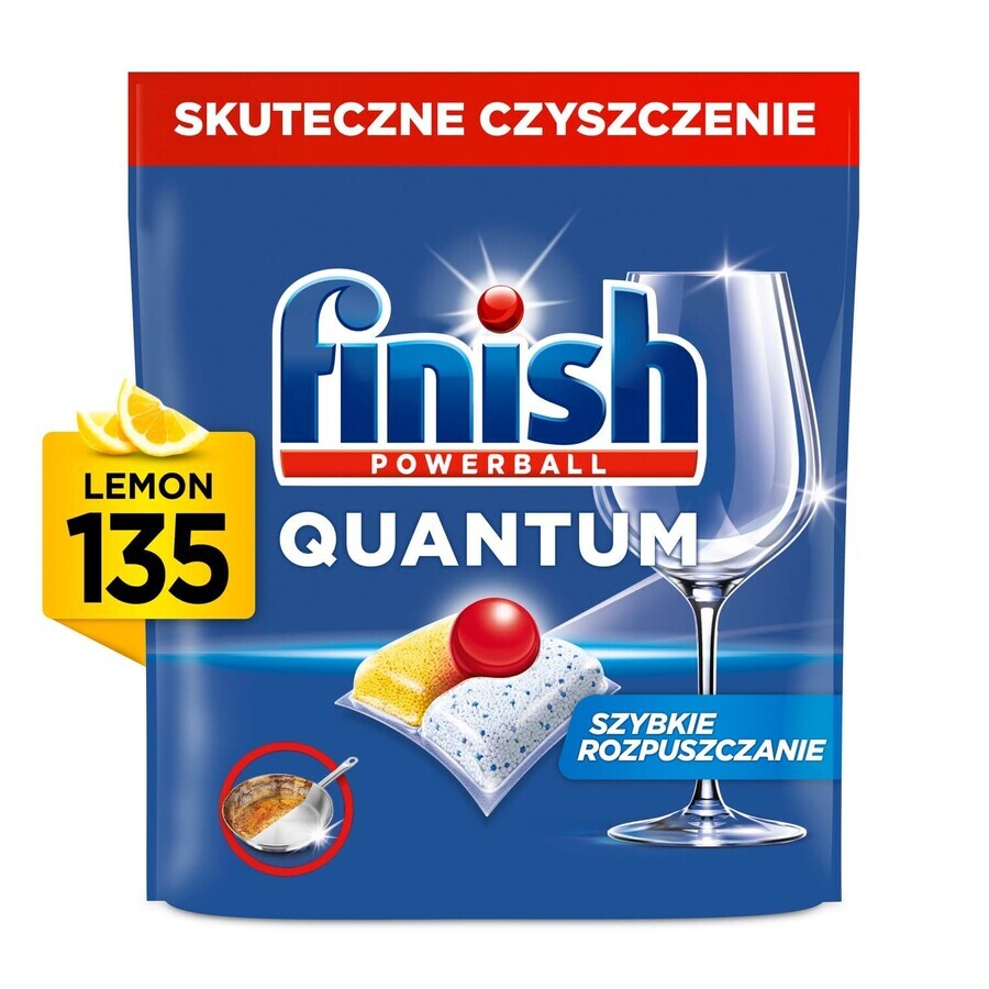 Finish Quantum All in 1 Lemon Dishwasher capsules, 135 pièces