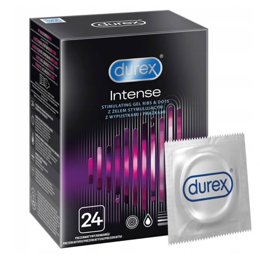 Durex Intense Kondome mit geripptem Stimulationsgel, 24 Stück