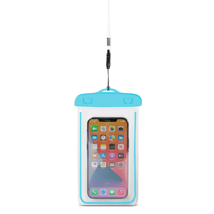 Waterdichte hoes met sleutelkoord voor PVC telefoon - blauw