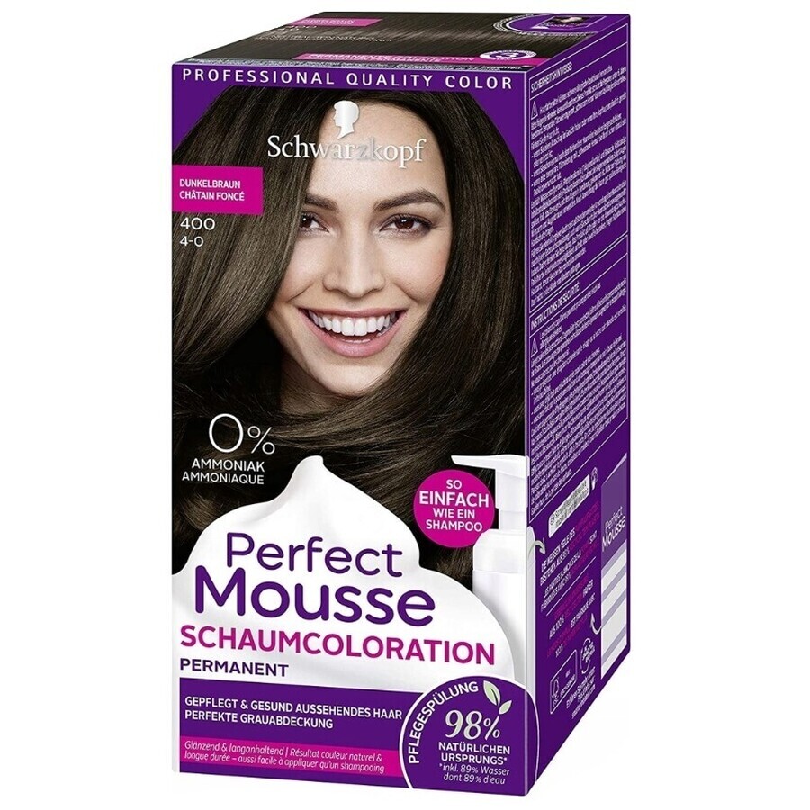 Acquista Schwarzkopf, Mousse perfetta, 400 Castano scuro, Schiuma colorante per capelli Schwarzkopf, Mousse perfetta, 400 Castano scuro, Schiuma colorante per capelli