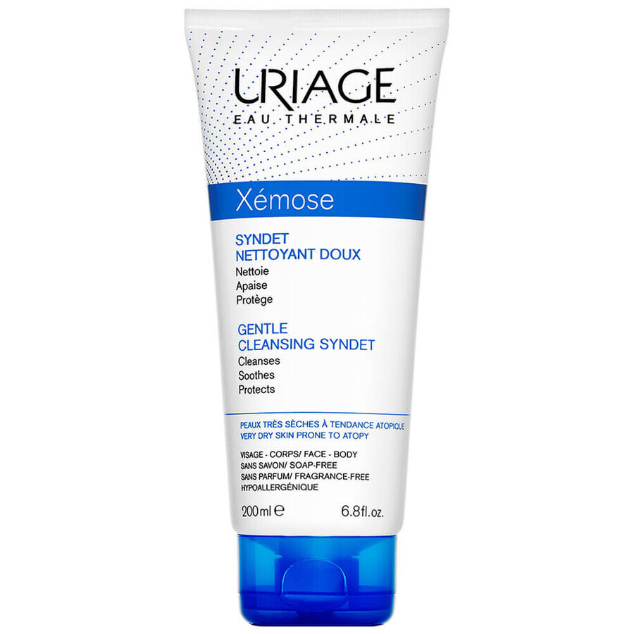 Uriage Xemose Gentle Cleansing Syndet Crème-gel nettoyante douce pour les peaux très sèches sujettes à l'atopie, 200 ml