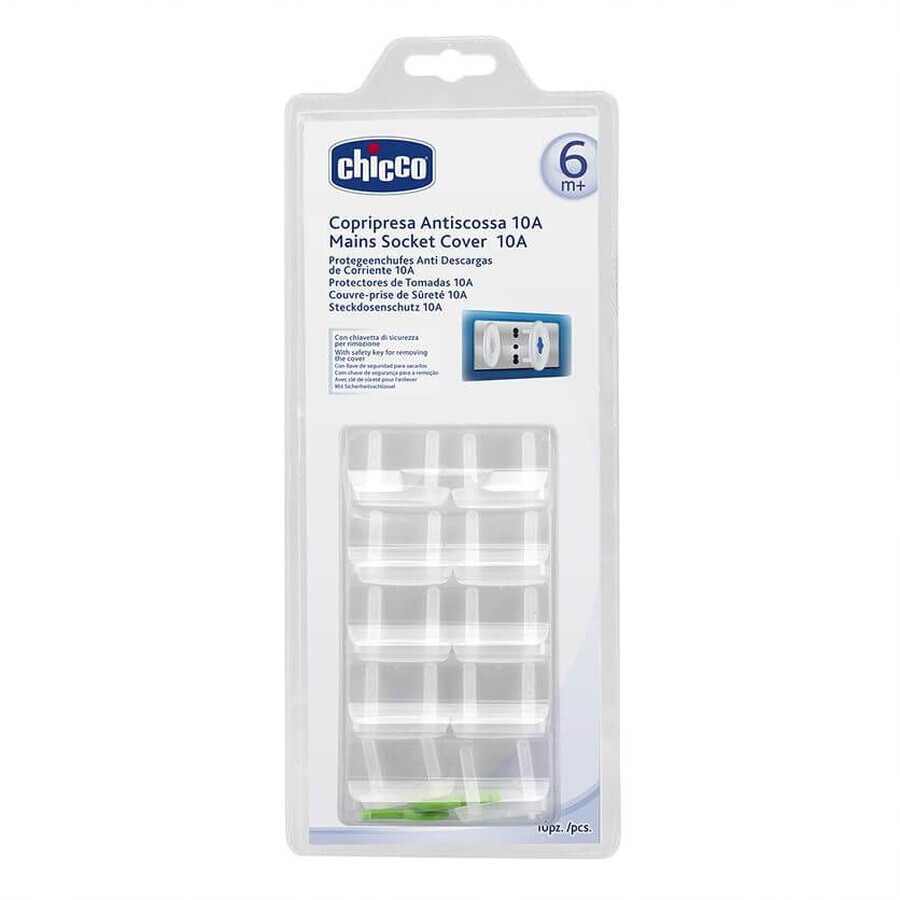 Chicco Safe plugs for electrical outlet (10A) 6m+, 10 pieces