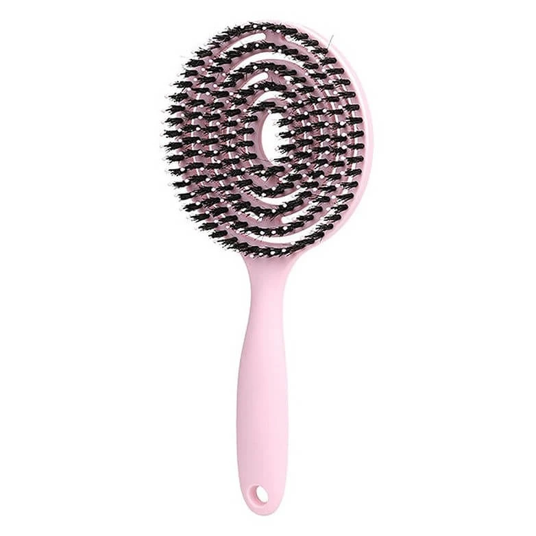 Ecarla Brush with bristles for massaging and detangling hair Pink
