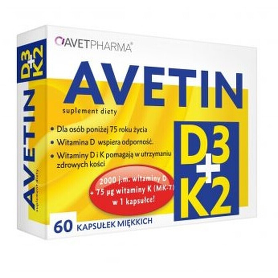 Avetin D3 + K2, 60 capsules