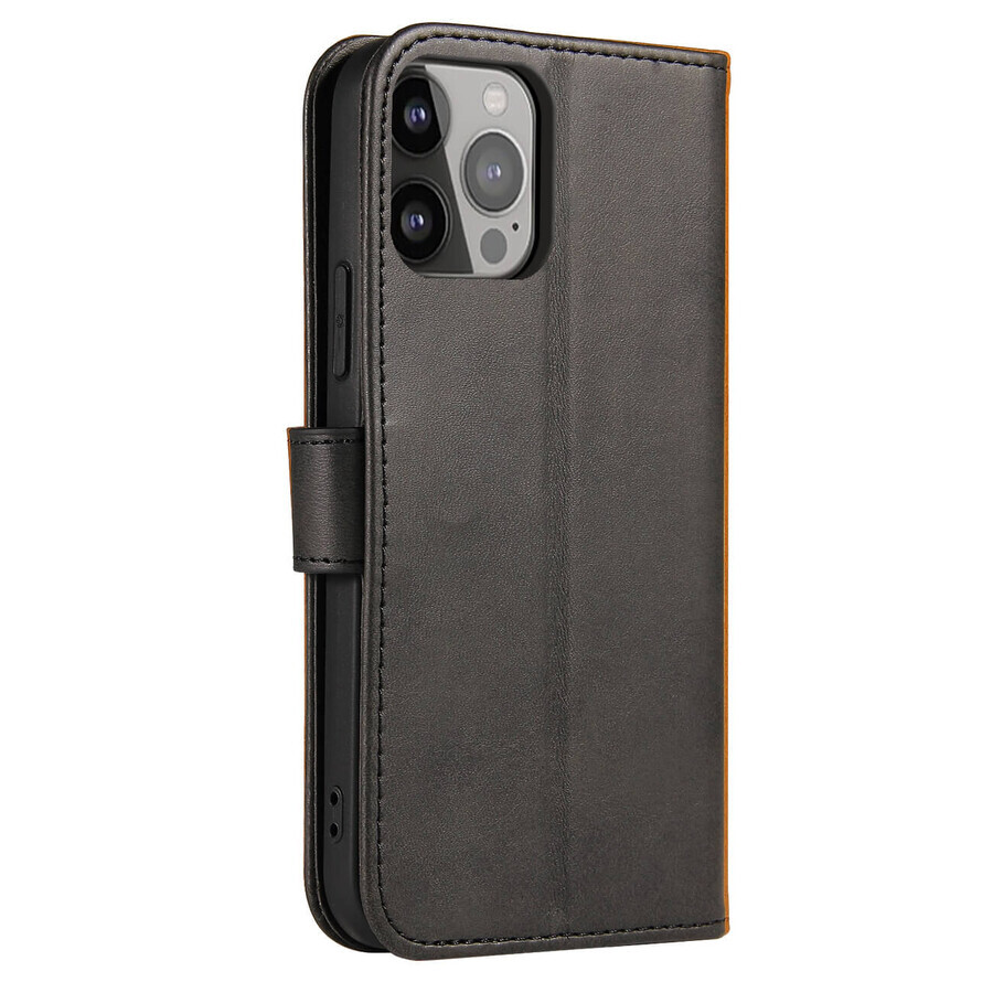 Magnet Case elegante Hülle mit Flip Cover und Standfunktion iPhone 13 schwarz