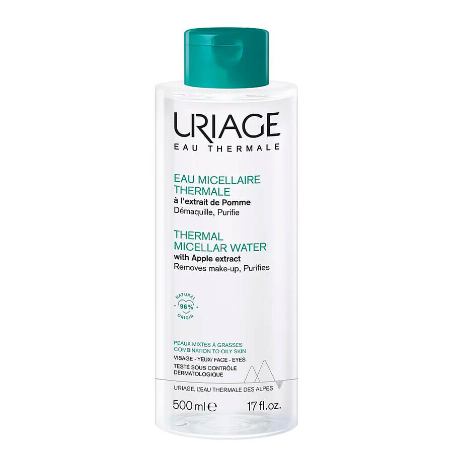 Uriage Eau Thermale Thermal Micellar Lotion mit Thermalwasser für Mischhaut und fettige Haut, 500ml