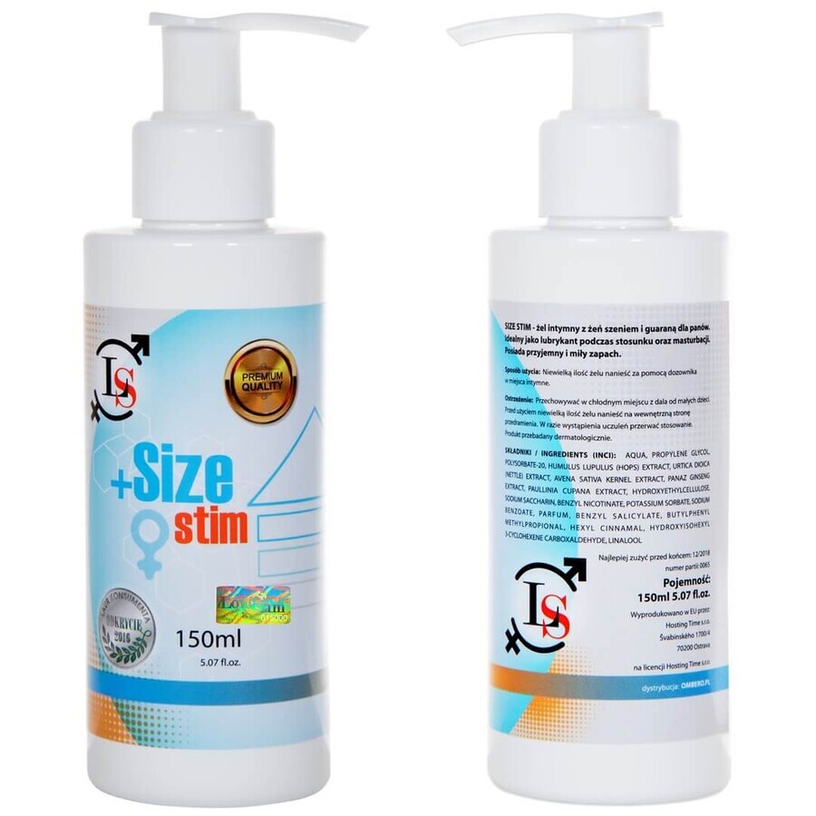Gel para el alargamiento del pene Love Stim Size Stim, 150 ml
