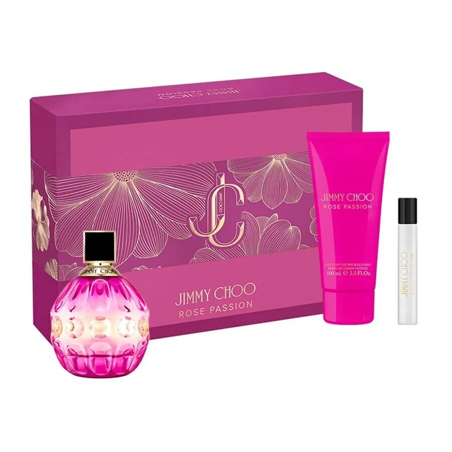 Jimmy Choo Rose Passion Set Eau de Parfum, 100 ml + Eau de Parfum Miniatuur, 7.5 ml + Body Lotion, 100 ml