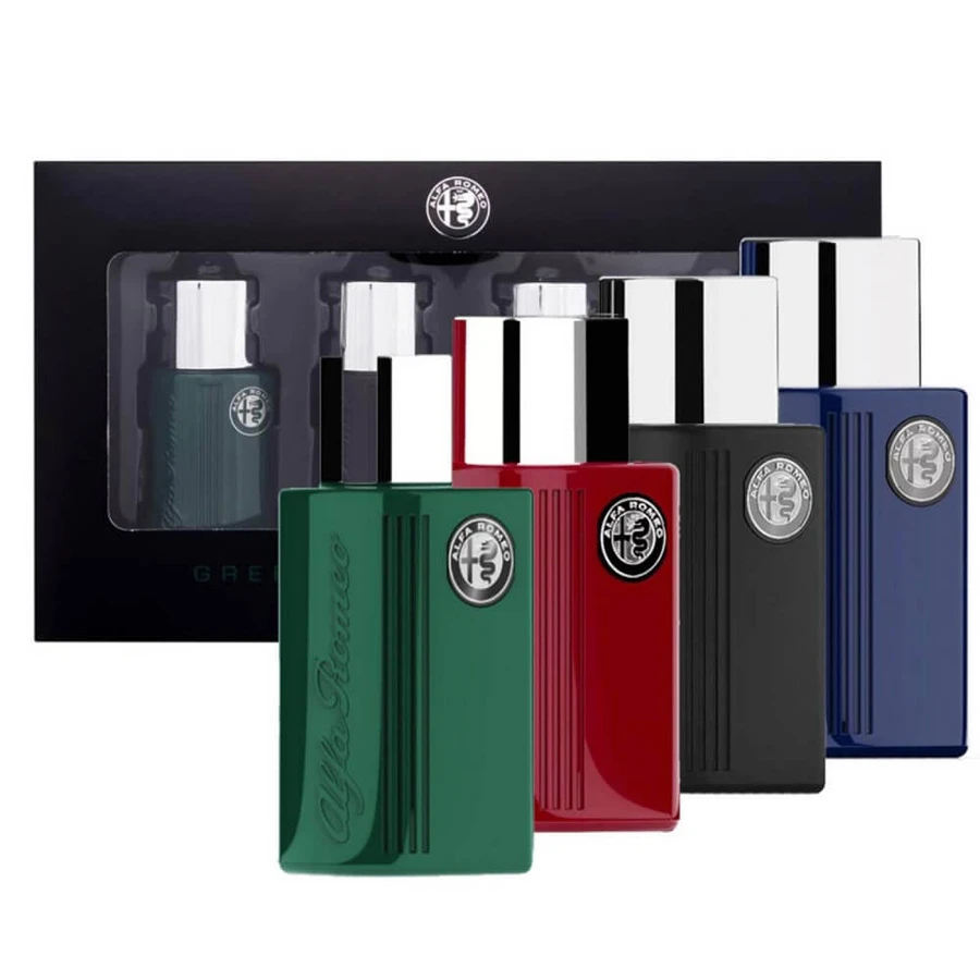 Alfa Romeo Mini Gift Set Eau de Toilette Verte, 15 ml + Eau de Toilette Noire, 15 ml + Eau de Toilette Bleue, 15 ml + Eau de Toilette Rouge, 15 ml