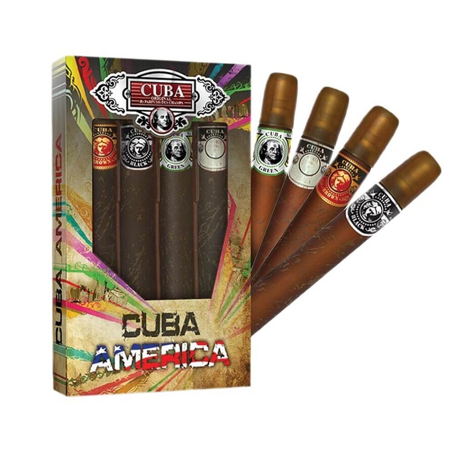 Cuba Original Cuba America Set Black Eau de Toilette 35 ml + Green Eau de Toilette 35 ml + Brown Eau de Toilette 35 ml + Grey Eau de Toilette 35 ml