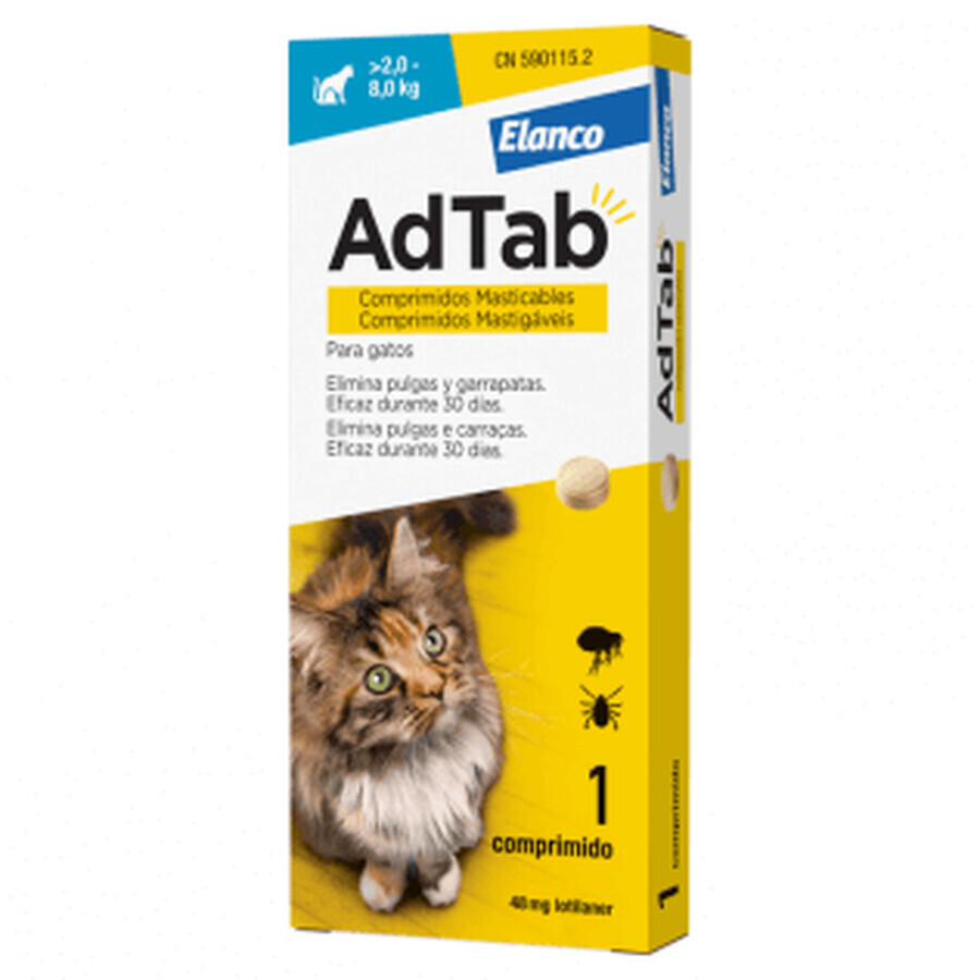 Buy ADTAB 48 MG 1 CHEWABLE TABLET FOR CATS (2.0-8.0 KG) ADTAB 48 MG 1 CHEWABLE TABLET FOR CATS (2.0-8.0 KG)