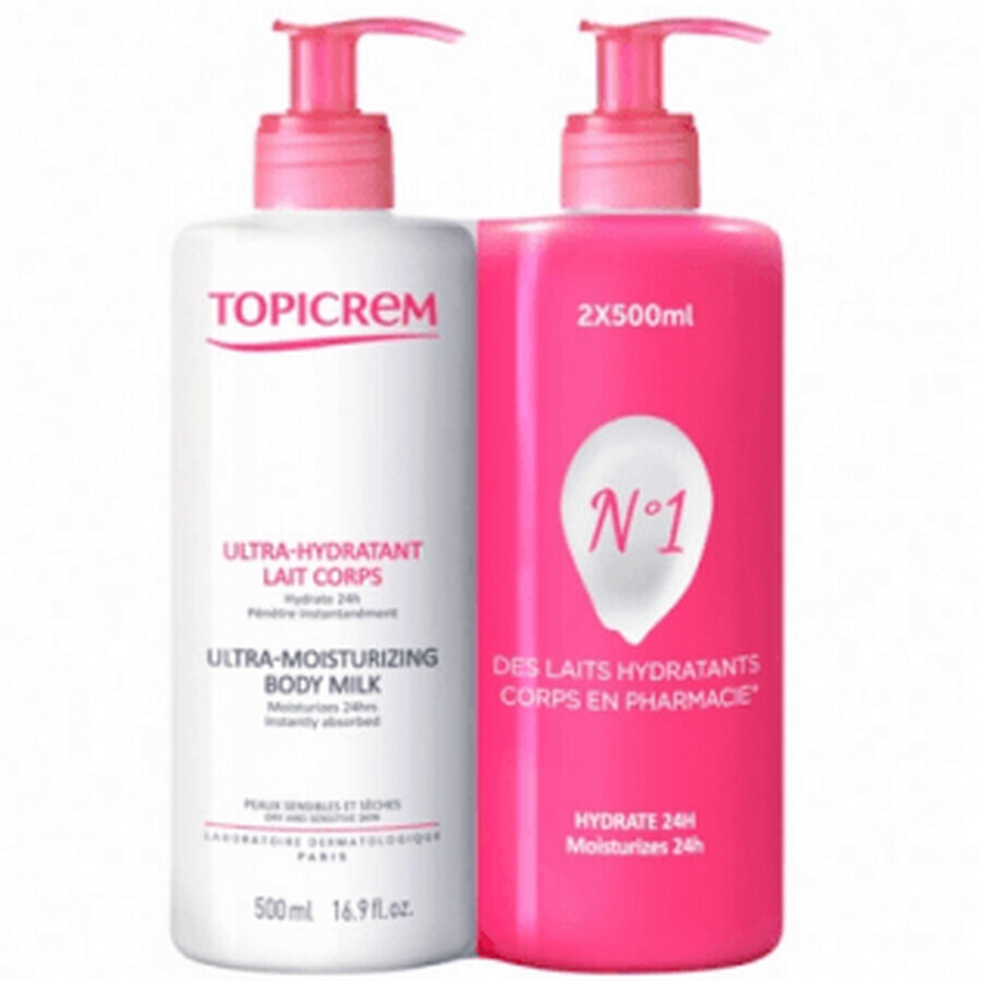Topicrem DUPLO Lait ultra hydratant 2x500ml