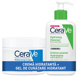 Offer Package Moisturizing Cream for face and body, dry and very dry skin, 340 gr + Moisturizing Wash Gel for normal and dry skin 236 ml, Cerave