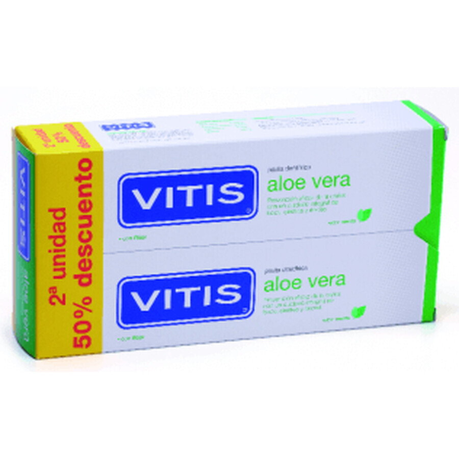 Vitis DUPLO Aloe Vera pastă de dinți cu aromă de mentă, 2 x 150ml