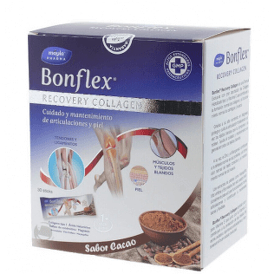 Bonflex Recovery Colagen 30 Sticks 13,25g Aromă de cacao