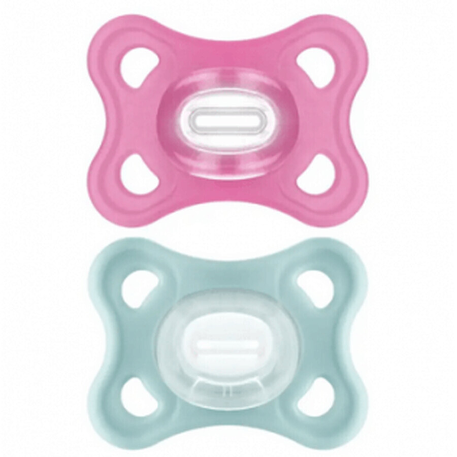MAM Comfort Silicone Pacifier 3-12M Green/Pink 2u