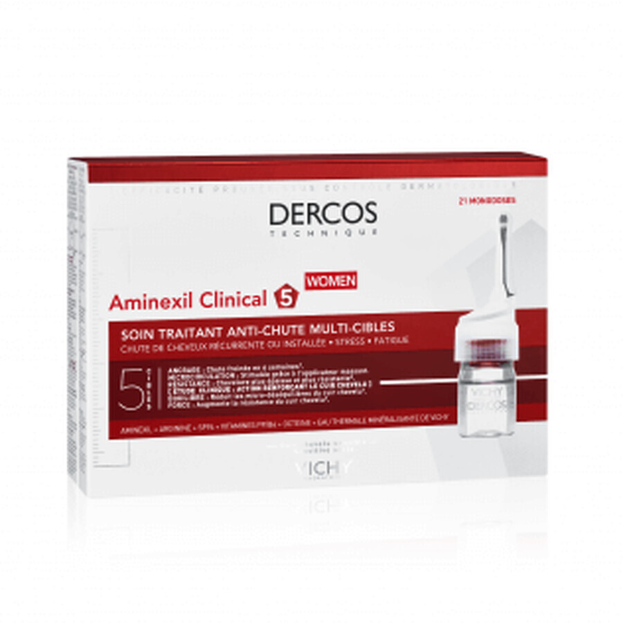 Acquista Vichy Dercos Aminexil Clinico 5 Anti-Caduta Multi-Azione per Donna, 21 Dosi Singole Vichy Dercos Aminexil Clinico 5 Anti-Caduta Multi-Azione per Donna, 21 Dosi Singole