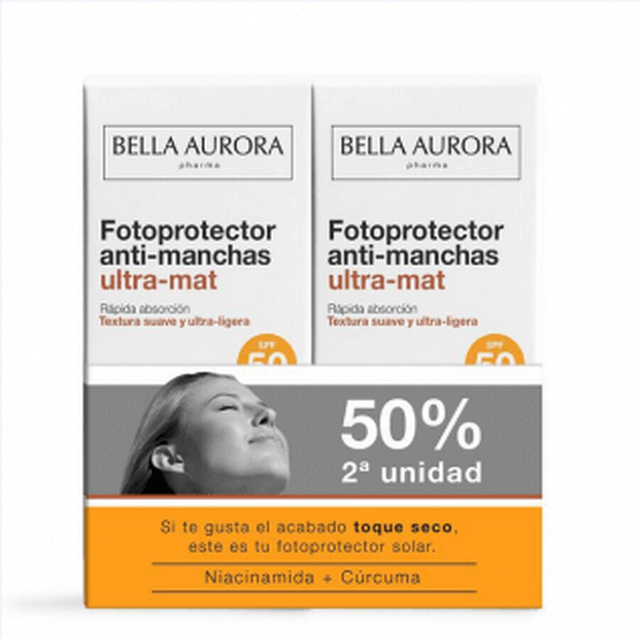 Buy Bella Aurora Solar DUPLO Ultra Mat Sunscreen SPF50 2X50ml Bella Aurora Solar DUPLO Ultra Mat Sunscreen SPF50 2X50ml