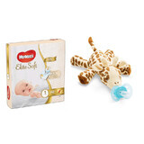 Pakketaanbieding, Welkom in de wereld, Elite Zachte luiers nr. 1 Mega, 3-5 kg, 82 stuks, Huggies en Giraffe pluche knuffel met Ultra Zachte fopspeen, SCF348/11, 0-6 maanden, Philips Avent