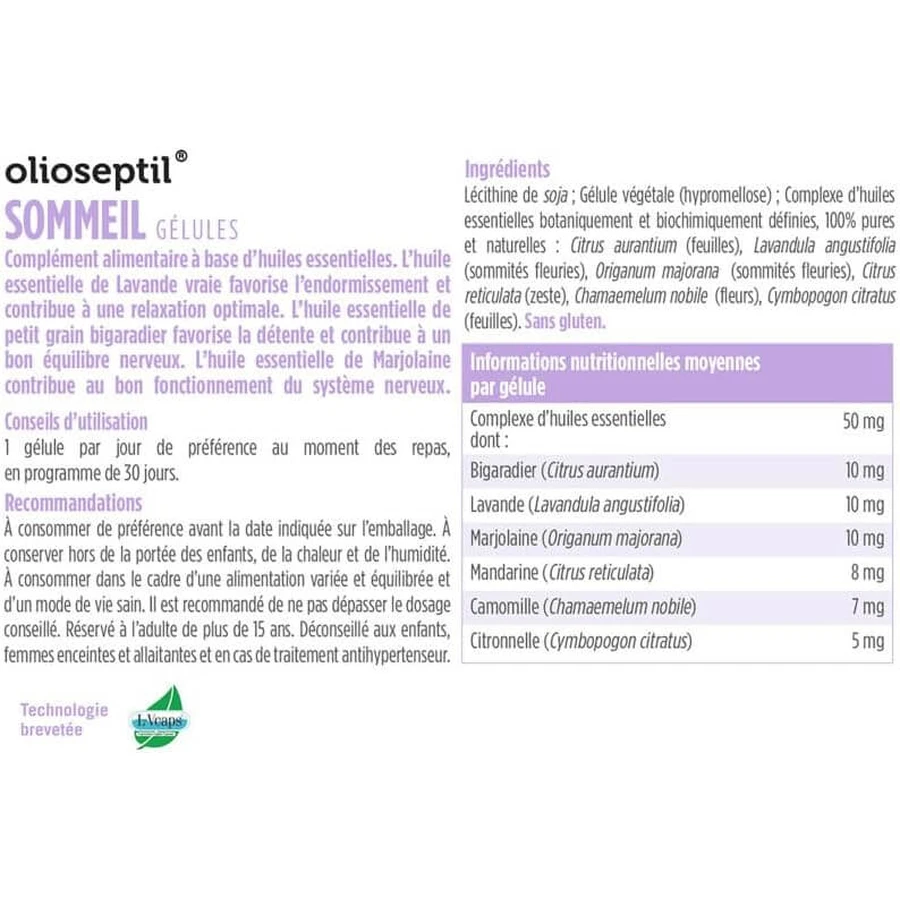 Olioseptil Sueño, 30 cápsulas, Laboratoires Ineldea