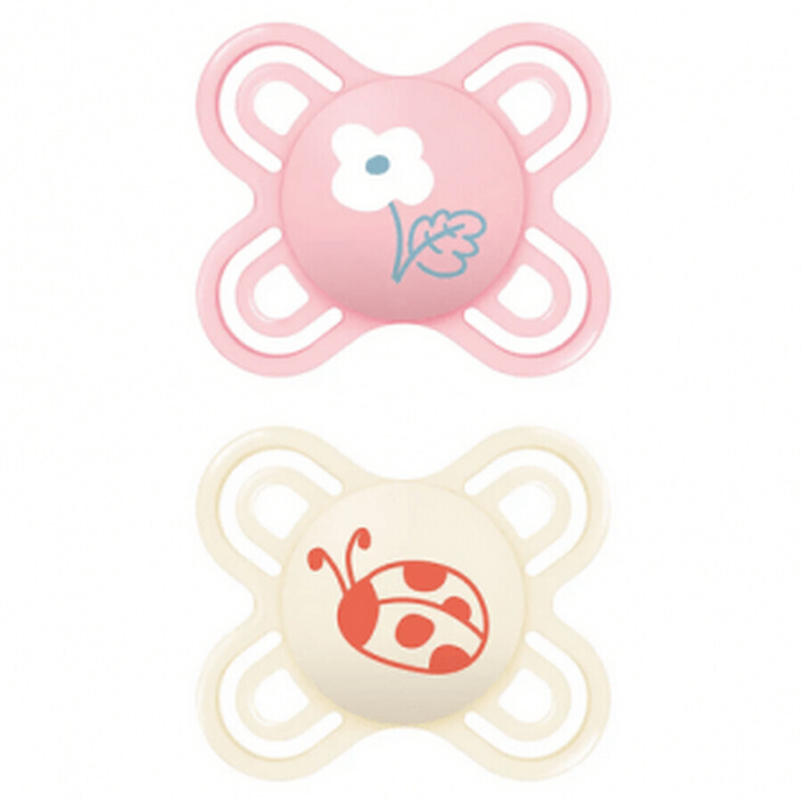 MAM Perfect Start Silikon Schnuller 0-2M Rosa/Neutral 2u