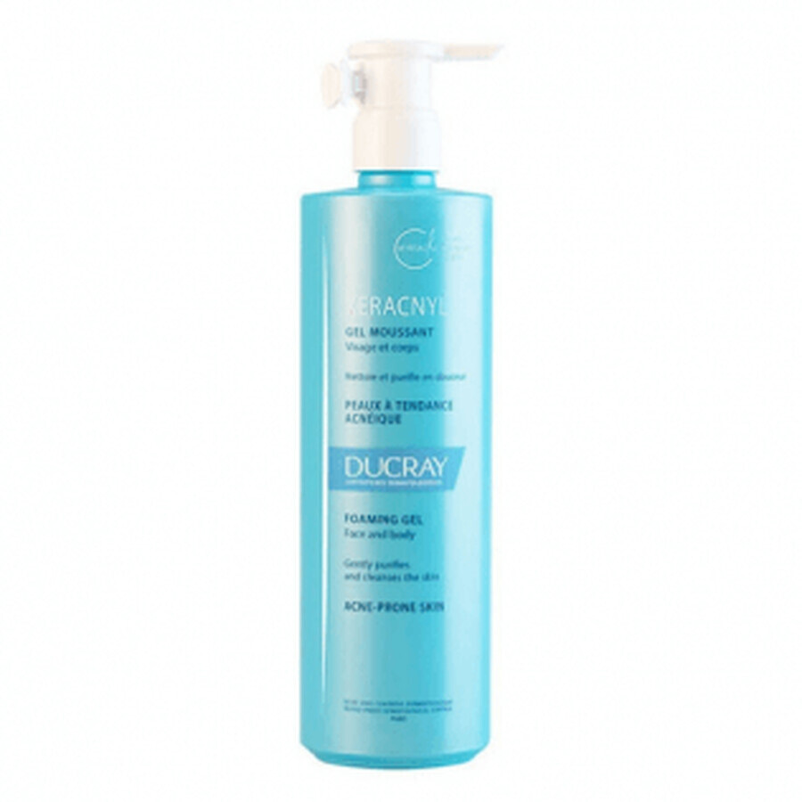 Ducray Keracnyl Gel nettoyant visage et corps pour peaux acnéiques, 400ml