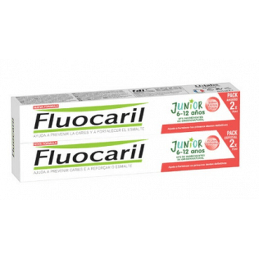 Fluocaril DUPLO Junior 6-12 años Sabor Frutos Rojos, 2x75ml