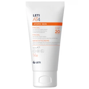 Leti AT4 Facial Peau Atopique et/ou Sèche SPF20 , 50ml