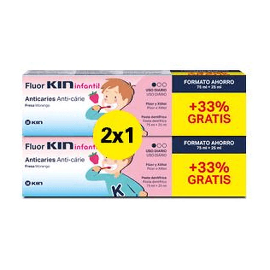 Fluor Kin DUPLO Infantil Fresa, 2x100ml