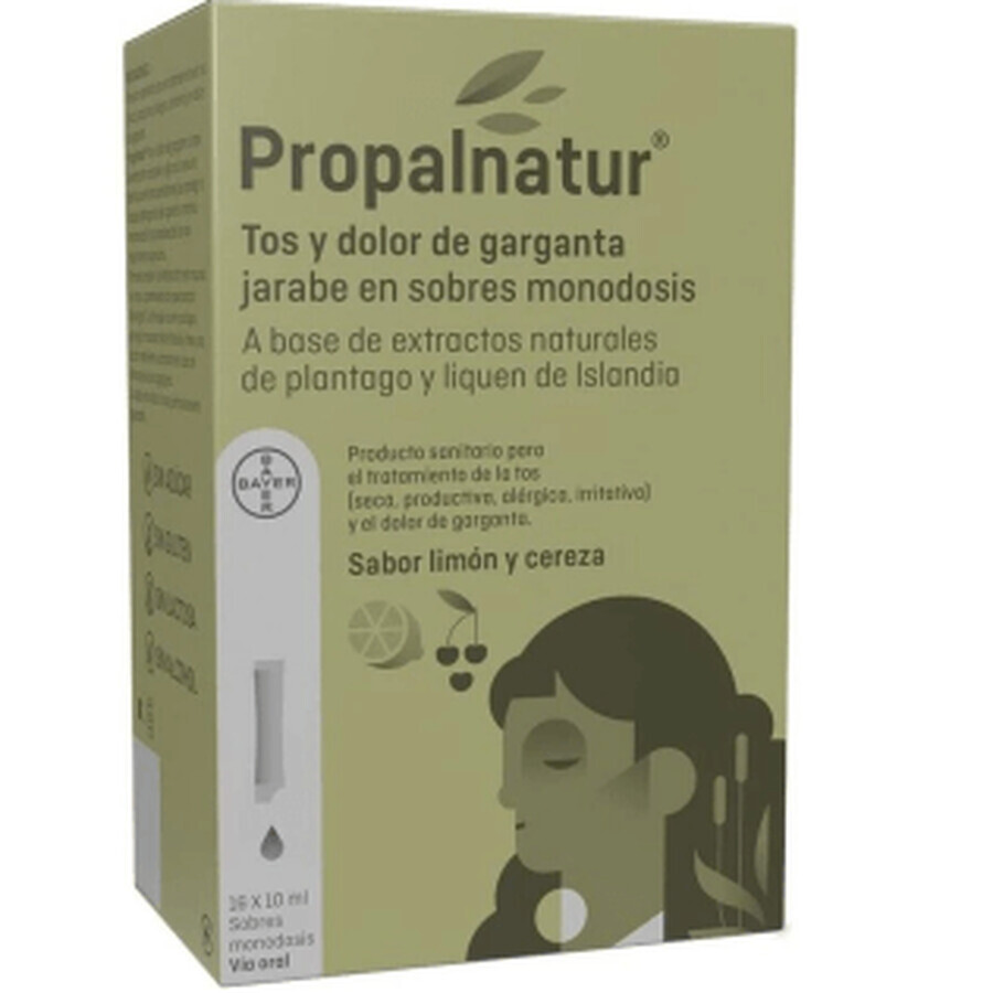 Propalnatur Cough and Sore Throat 16 Sachets Lemon and Cherry Flavored Syrup