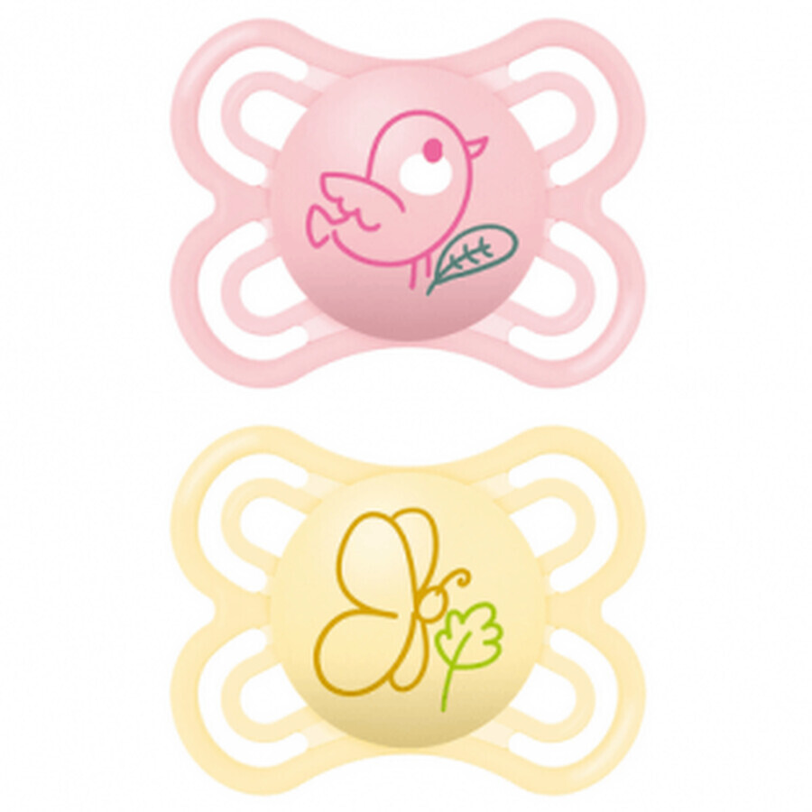 MAM Sucette parfaite en silicone 2-6M Rose/Jaune 2u