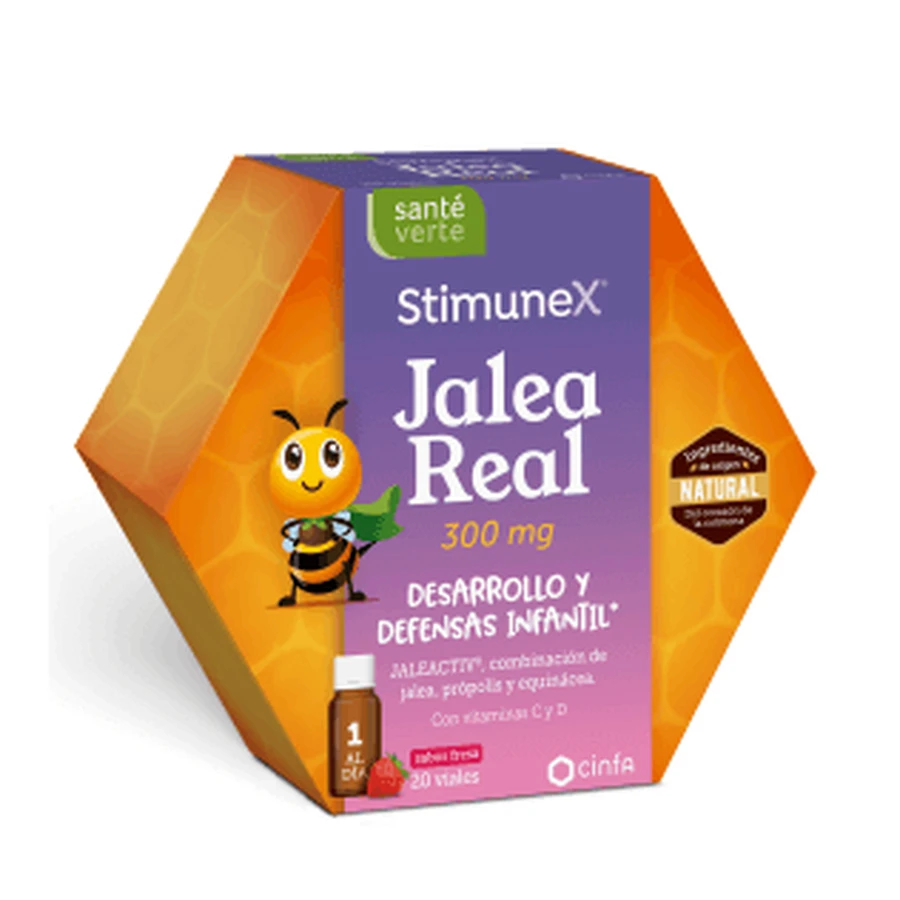 Cinfa Sante Verte Stimunex Jalea Real Desarrollo y Defensas Infantil 20 viales 10ml fresa