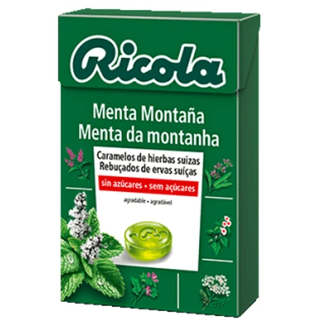 Ricola Bonbons sans sucre Menthe poivrée Montagne, 50 g