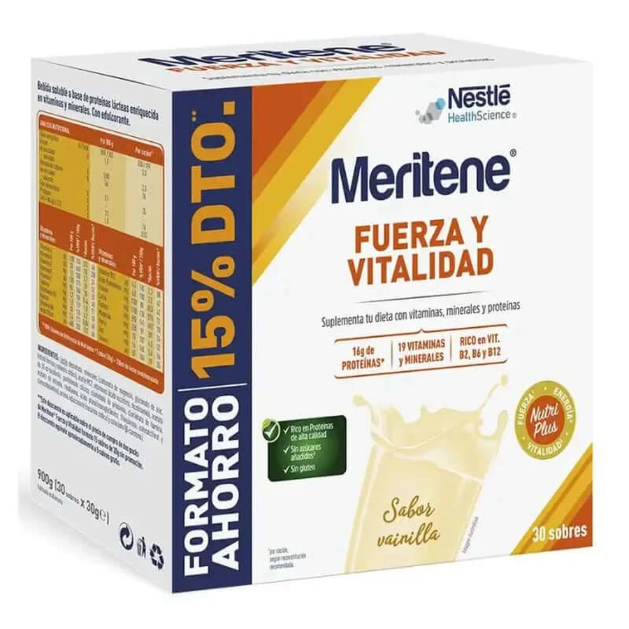 Meritene Kraft und Vitalität Vanille 30 Portionsbeutel