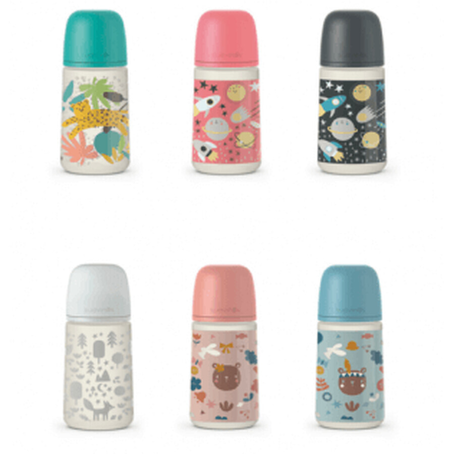 Suavinex Biberon Prints Tetina Fisiológica SX Pro, Flujo Medio 270ml