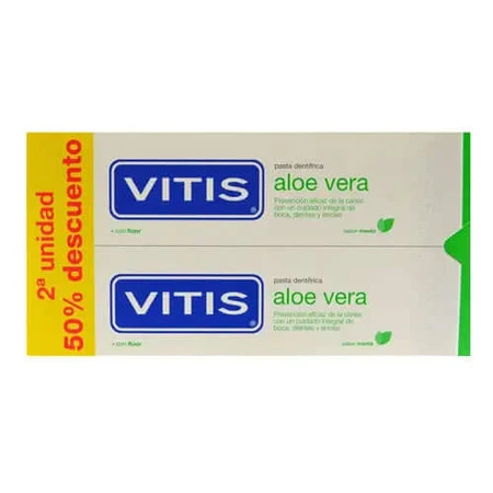 Vitis DUPLO Aloë Vera Tandpasta Mint Smaak, 2 x 150ml