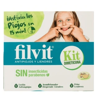 Filvit KIT Dimeticona Champu Acondicionador 100 ml + Locion 100 ml + Lendrera
