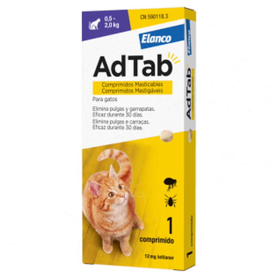 Buy ADTAB 12 MG 1 CHEWABLE TABLET FOR CATS (0.5-2.0 KG) ADTAB 12 MG 1 CHEWABLE TABLET FOR CATS (0.5-2.0 KG)