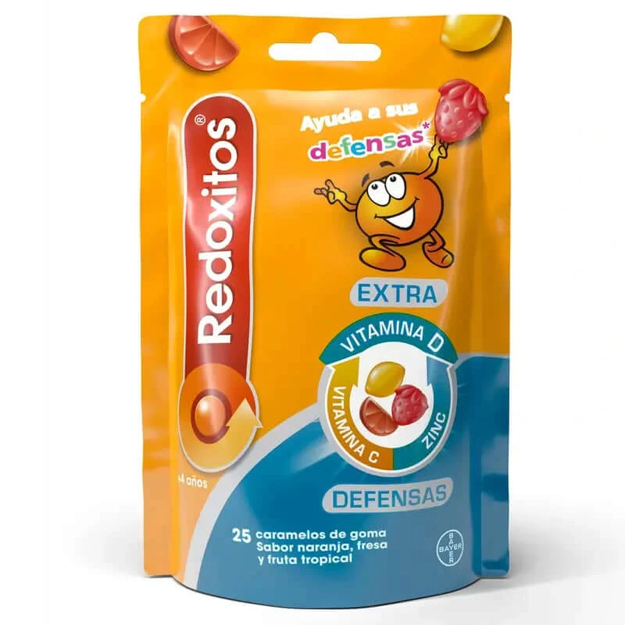 Redoxitos Extra Defensas 25 Gummis Orange-Erdbeere und tropische Früchte
