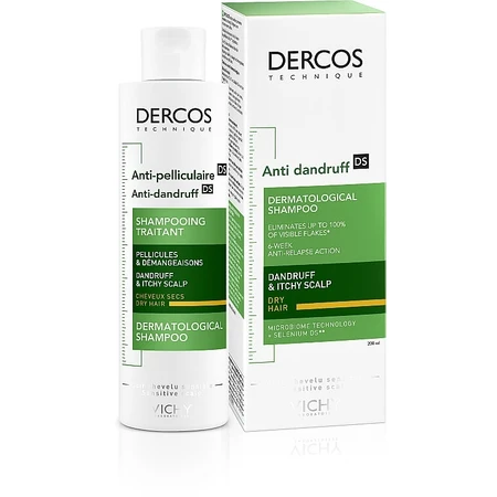 Envase Vichy Dercos champú antimaltrato para cabellos secos, 2x200 ml
