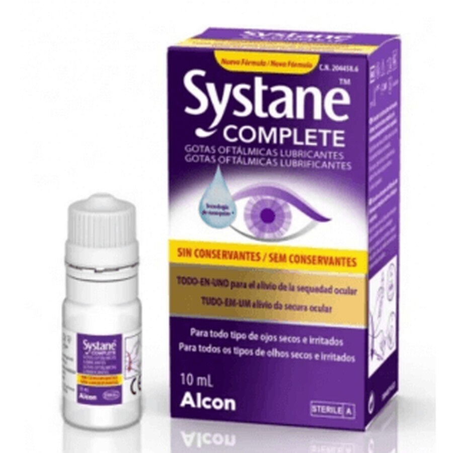 Systane Complete Konservierungsmittelfreie feuchtigkeitsspendende Augentropfen, 10 ml