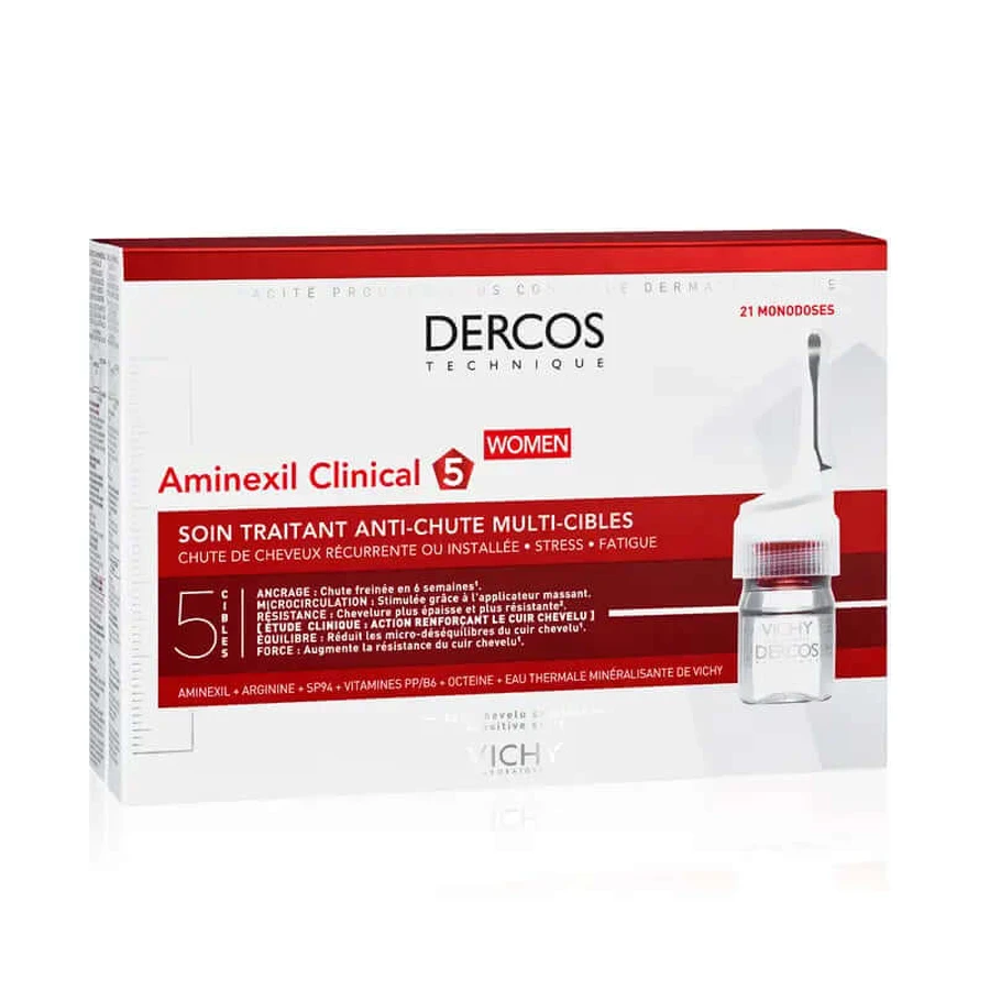 Vichy Dercos Aminexil Clinical 5 Anti-Haarausfall Multi-Aktion für Frauen, 21 Einzeldosen