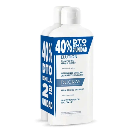 Ducray DUPLO Champú de elución para uso frecuente/sensible, 2X400ml