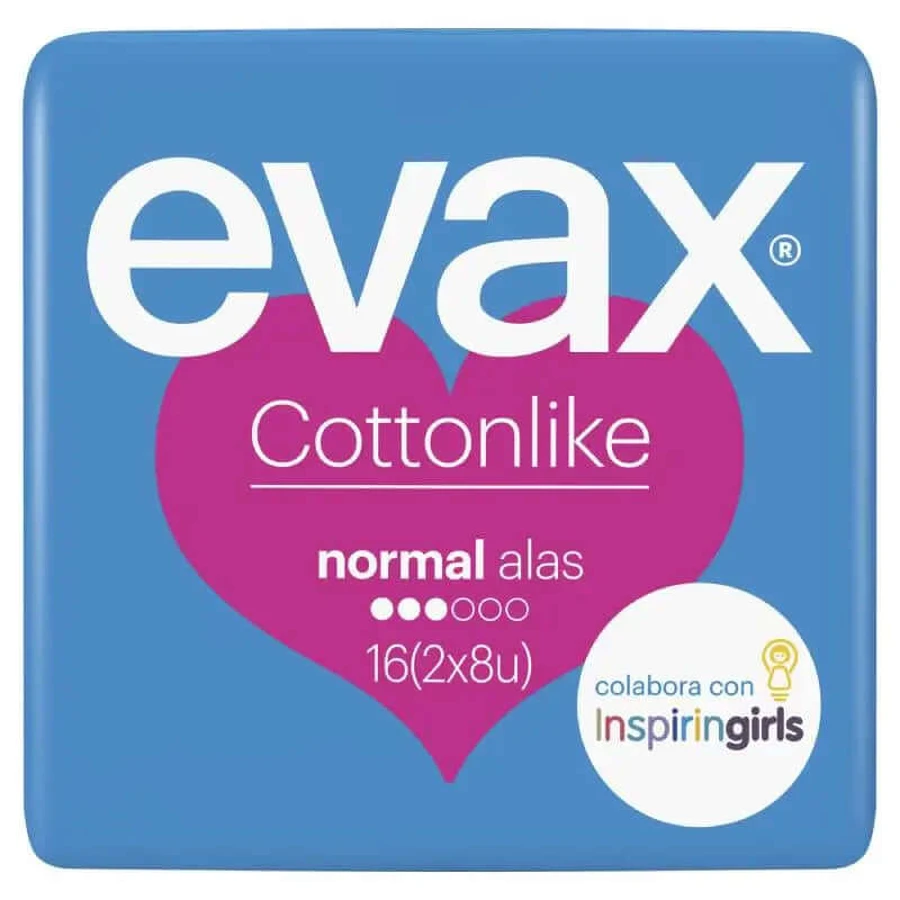 Evax Cottonlike Normal Pads mit Flügeln 16u