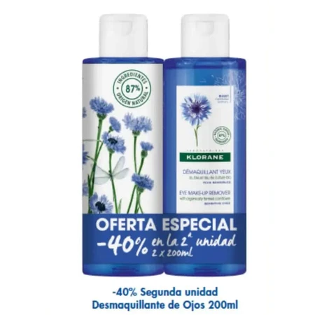 Klorane DUPLO Lotion démaquillante pour les yeux au bleuet, 2x200ml