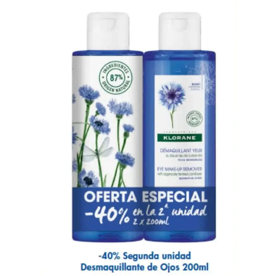 Klorane DUPLO Lotion démaquillante pour les yeux au bleuet, 2x200ml
