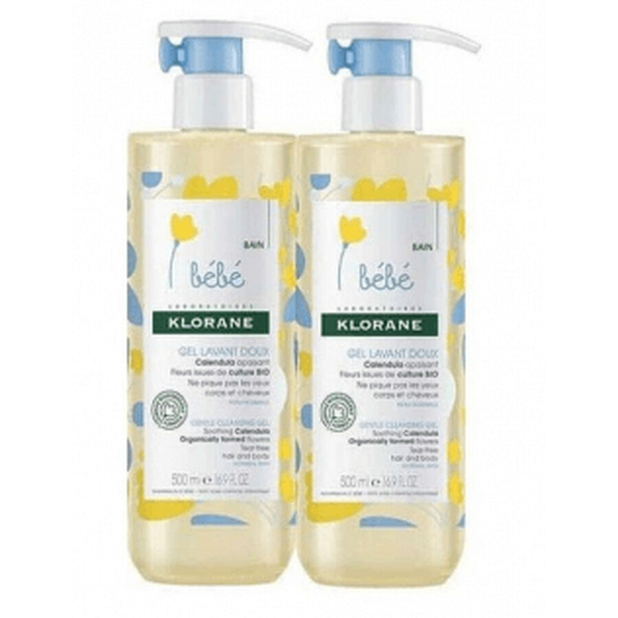 Klorane DUPLO Bebé Gel Limpiador Suave 2x500ml