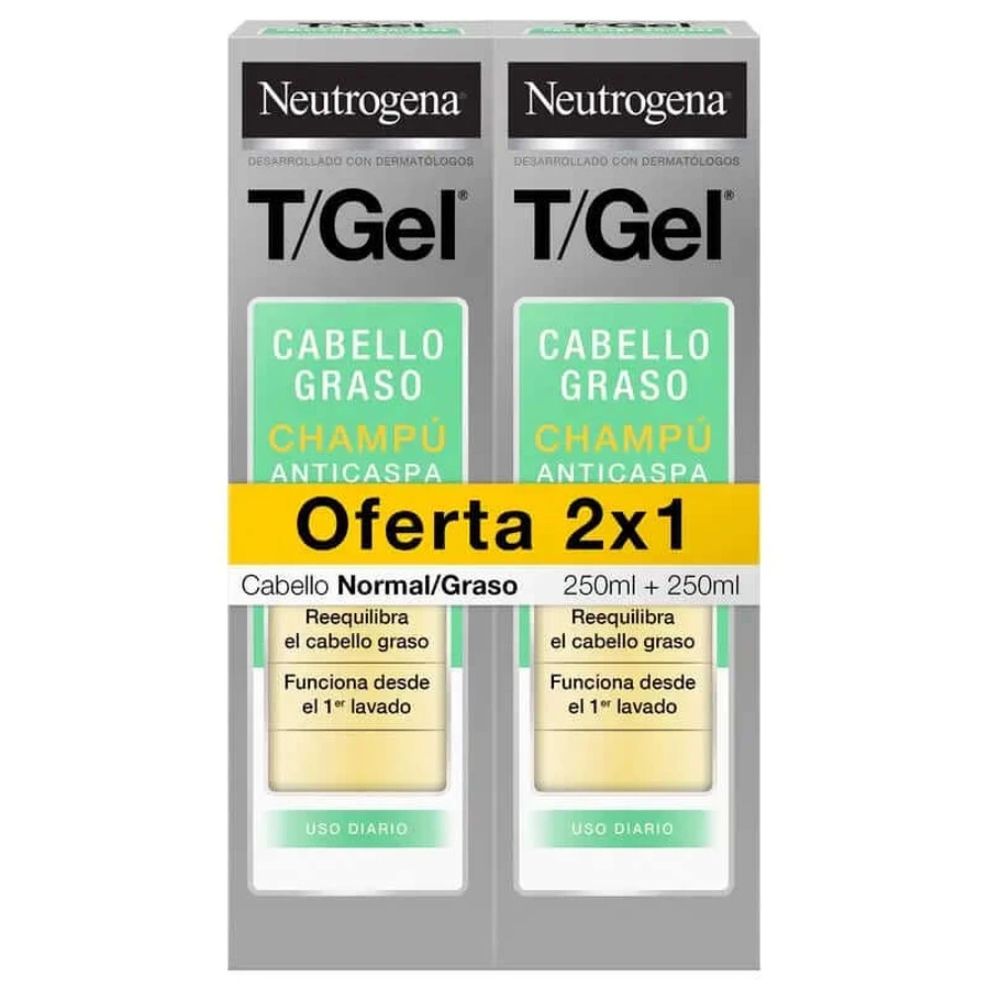 Neutrogena DUPLO DUPLO T-Gel Champú anticaspa Cabello normal/graso, 2 x 250ml